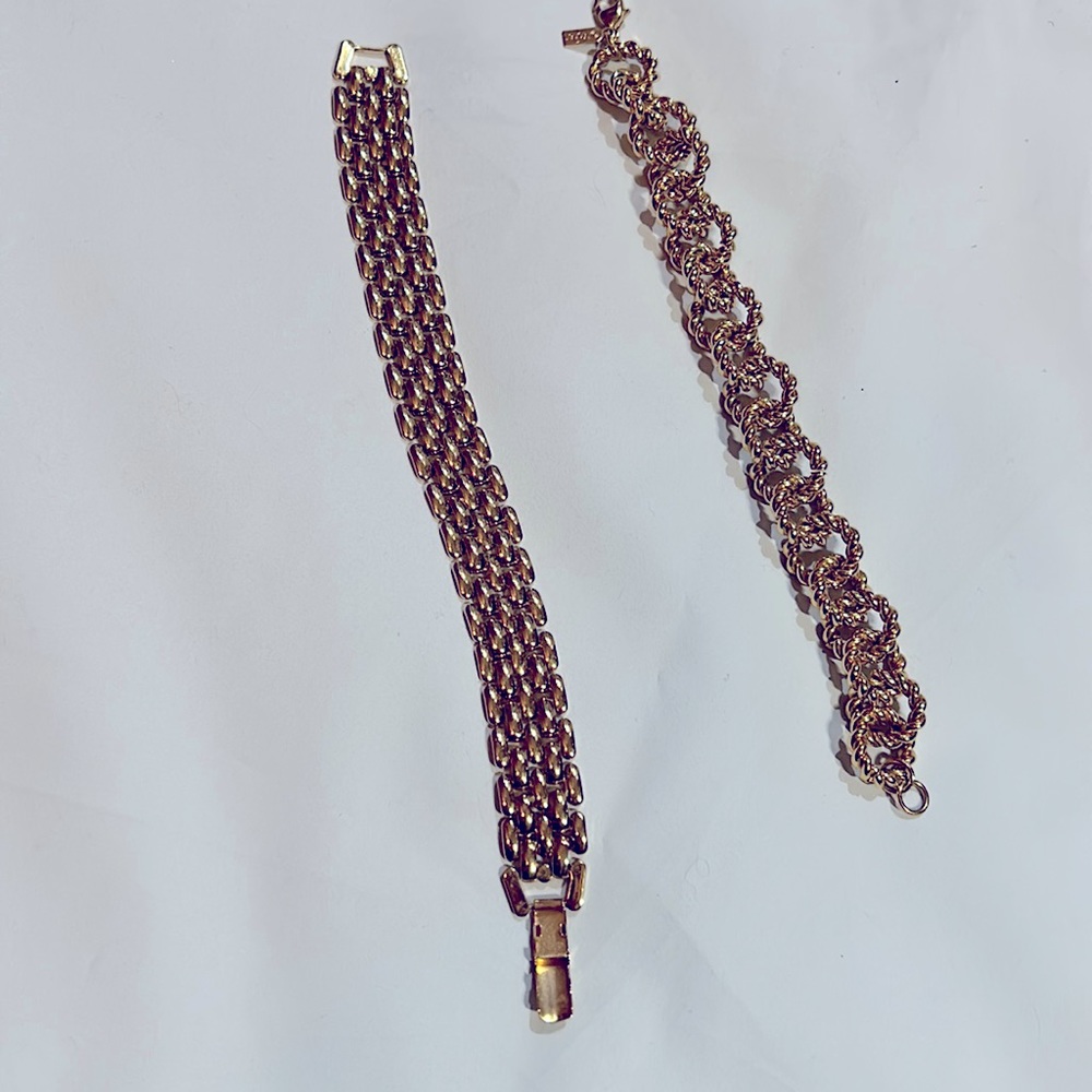 2 gold toned fashion bracelets